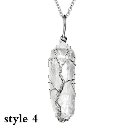 Natural white crystal color plated hexagonal pillar pendant 469462916434