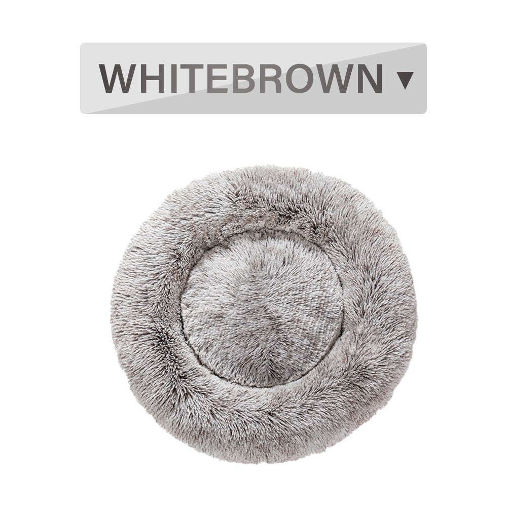 Fluffy Donut Dog Bed  Warm Soft Long Plush Pet Cushion Dog House Cat  Bed Washable Pet Sofa Mat Calming Samll Large Dog Beds 