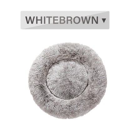 Fluffy Donut Dog Bed  Warm Soft Long Plush Pet Cushion Dog House Cat  Bed Washable Pet Sofa Mat Calming Samll Large Dog Beds 