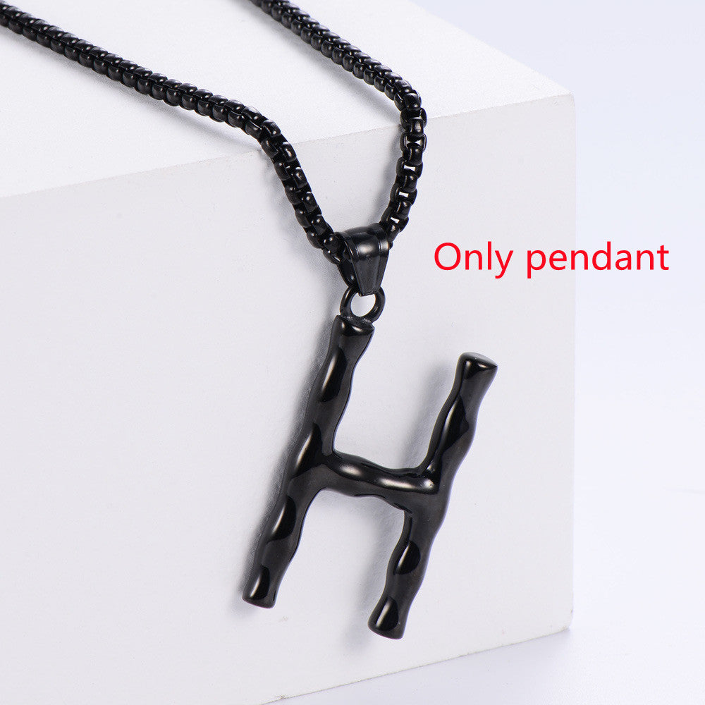 Three-dimensional 26 English Letter Pendant Necklace Fashion Jewelry Titanium Steel Couple Ornament 46c5eb12 ab20 4bd6 9fbb 1