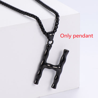 Three-dimensional 26 English Letter Pendant Necklace Fashion Jewelry Titanium Steel Couple Ornament 46c5eb12 ab20 4bd6 9fbb 1
