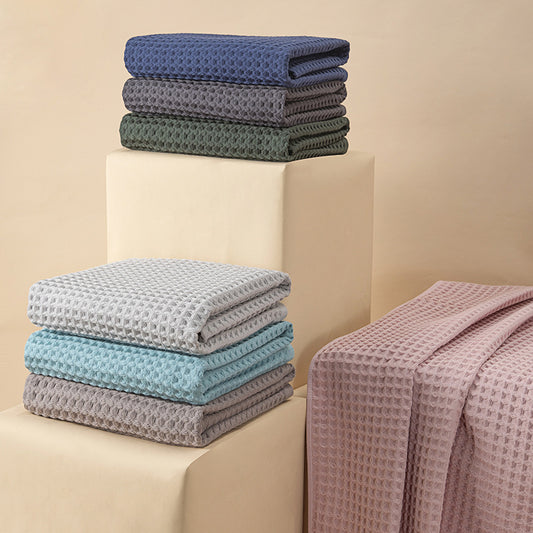 Soft Absorbent Honeycomb Bath Towel Pure Cotton 70X140cm 46f1426f ae59 4c31 b309 9481d1108906