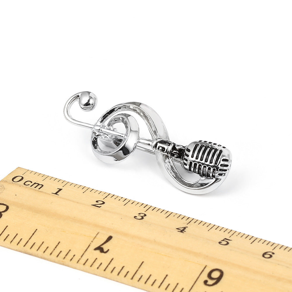 Retro microphone music brooch 4706687748082