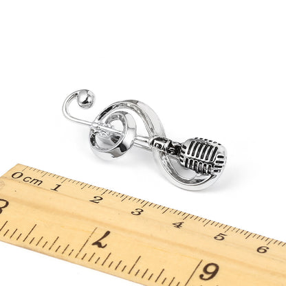 Retro microphone music brooch 4706687748082