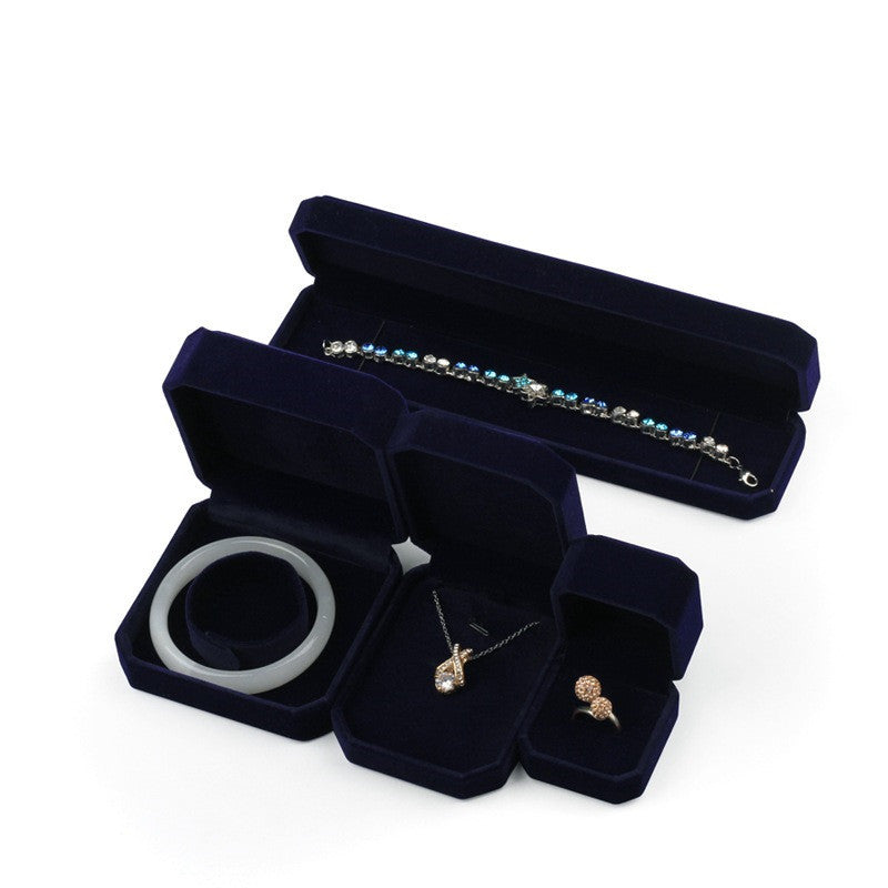 Dark Blue Octagonal Ring Box Necklace Pendant Jewelry Box 4733292054927