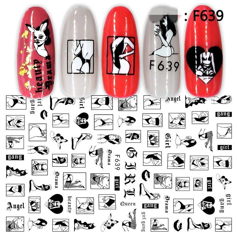 1pc Flowers Rose Red Black Sliders Adhesive Decoration Nail Art Stickers Russian Design 3D Adhesive Slider Decals - HD Wireless Product #7