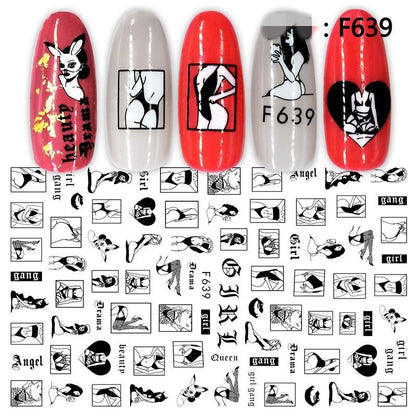 1pc Flowers Rose Red Black Sliders Adhesive Decoration Nail Art Stickers Russian Design 3D Adhesive Slider Decals - HD Wireless Product #7