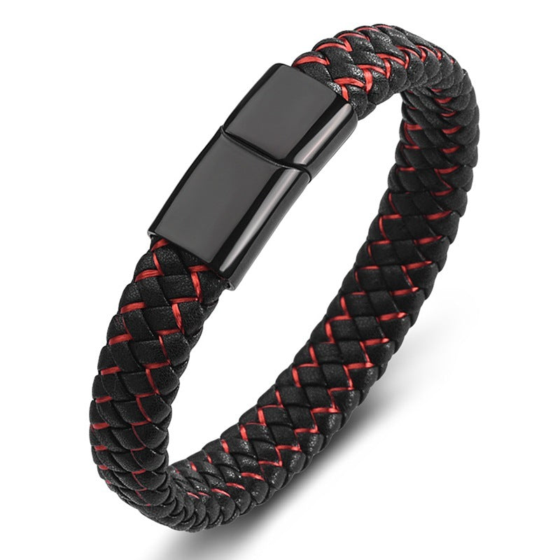 Bracelet foreign trade e-commerce trend tide section does not package explosion models men's bracelets microfiber leather bra