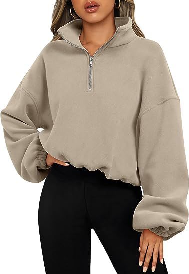 Loose Sport Pullover Hoodie Women Winter Solid Color Zipper Stand Collar Sweatshirt Thick Warm Clothing 473edff3 8b83 4a18 aa
