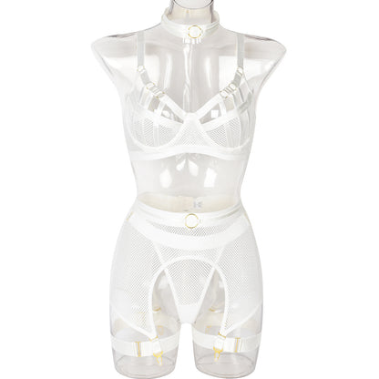 Women's New See-through Mesh Heavy Craft Underwear With Steel Ring Four-piece Set 47427ede 8036 48a6 91ac 1c192061ad8a