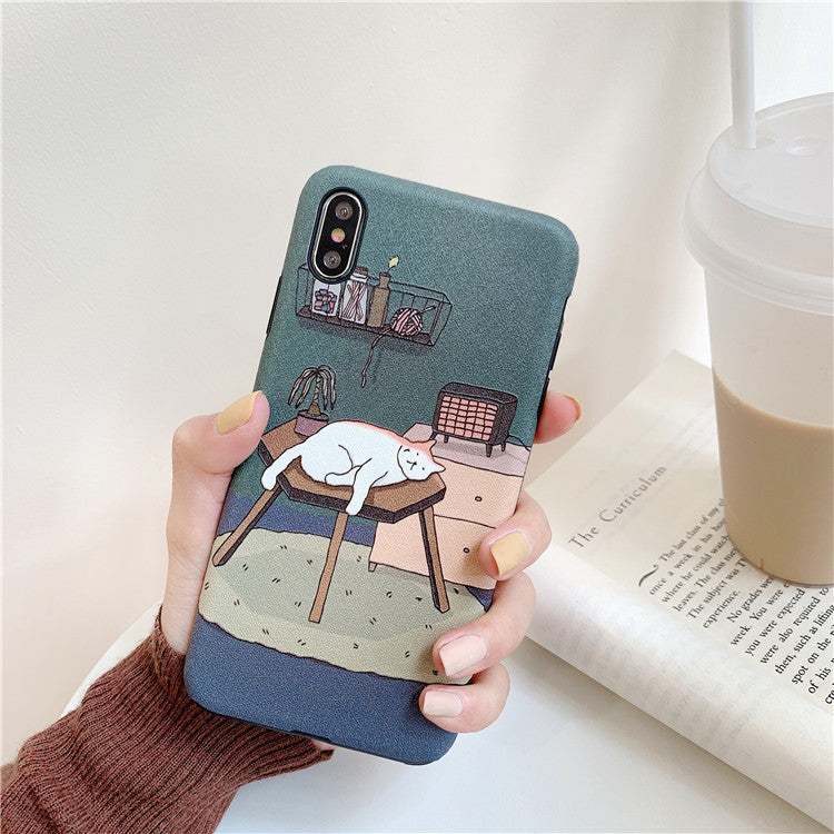 Embossed Cat Net Red Cartoon Mobile Phone Case 4748228859092