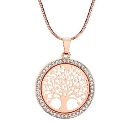 Explosion Models Europe And America Necklace Life Tree Long Necklace Chain Crystal Pendant Long Life Tree Sweater Chain 47495