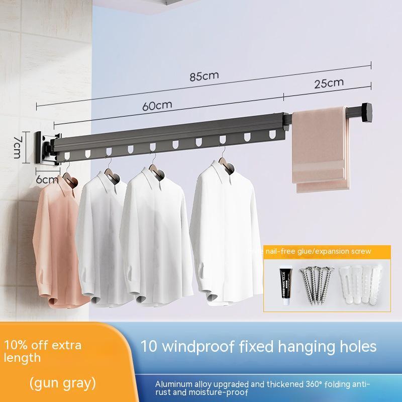 Suction Cup Folding Clothes Hanger Indoor Home Balcony Aluminum Retractable Drying Rack No Punching Folding Clothes Hanger 47