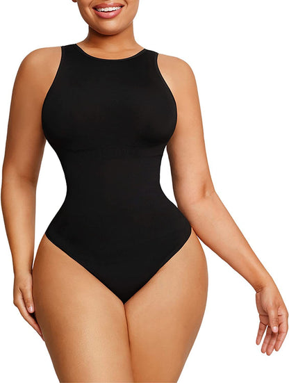 Belly Contraction Body Shaper Solid Color Round Neck Jumpsuit 4753ca6a 8d7a 4b65 9bed 7b048a815b89