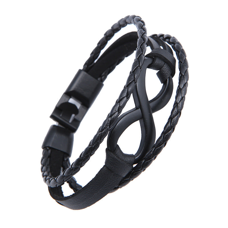 Alloy lucky figure 8 leather bracelet 4780451269034