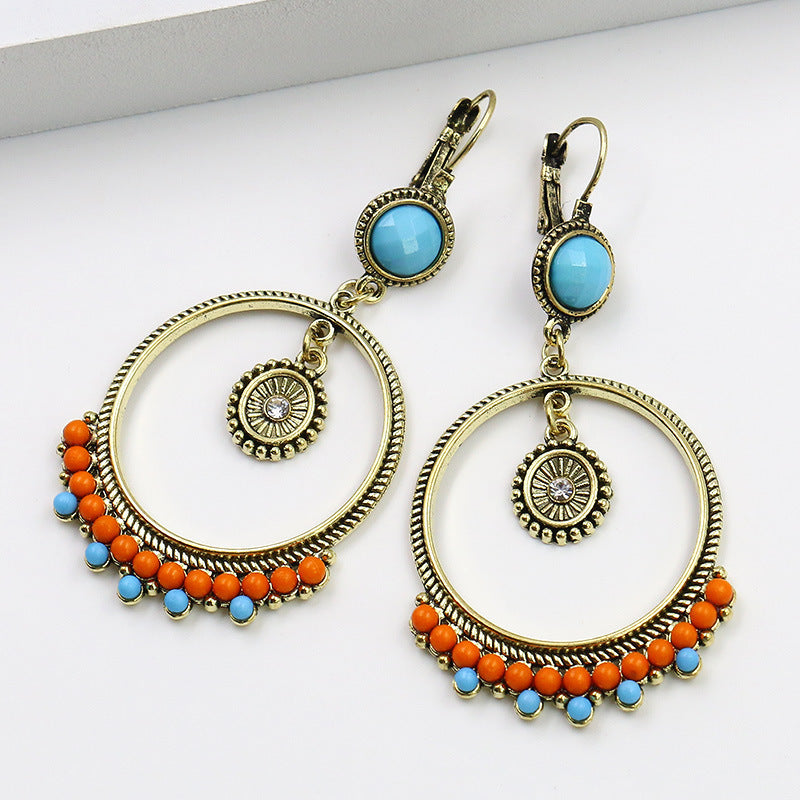Fashion round wooden bead earrings 4787759401414