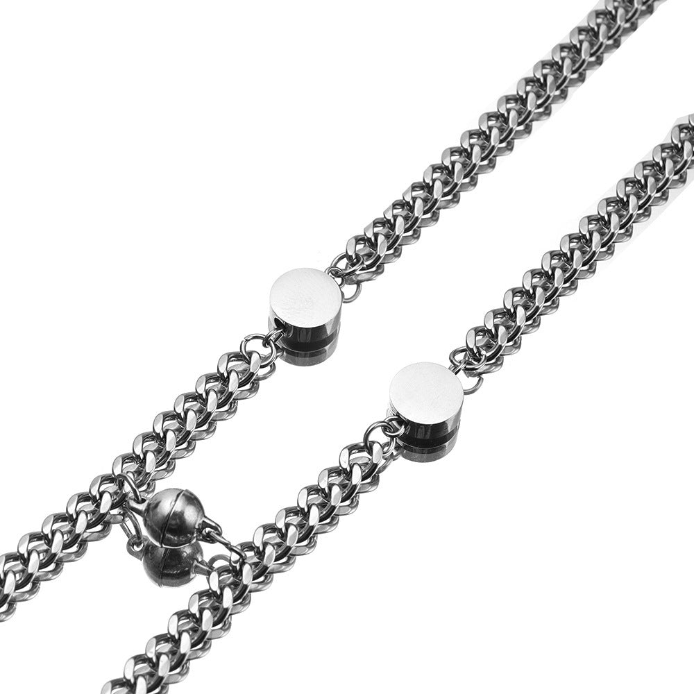 English letters titanium steel magnet suction couple bracelet 4797041c 8f96 4705 b3cb 9da873dd8bf9