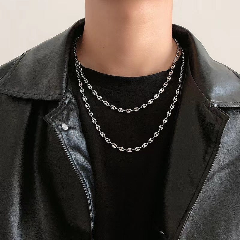 Titanium Steel Coffee Bean Men And Women Simple Necklace 47aaa6e9 cd4c 4af6 83dc dec522906f7b