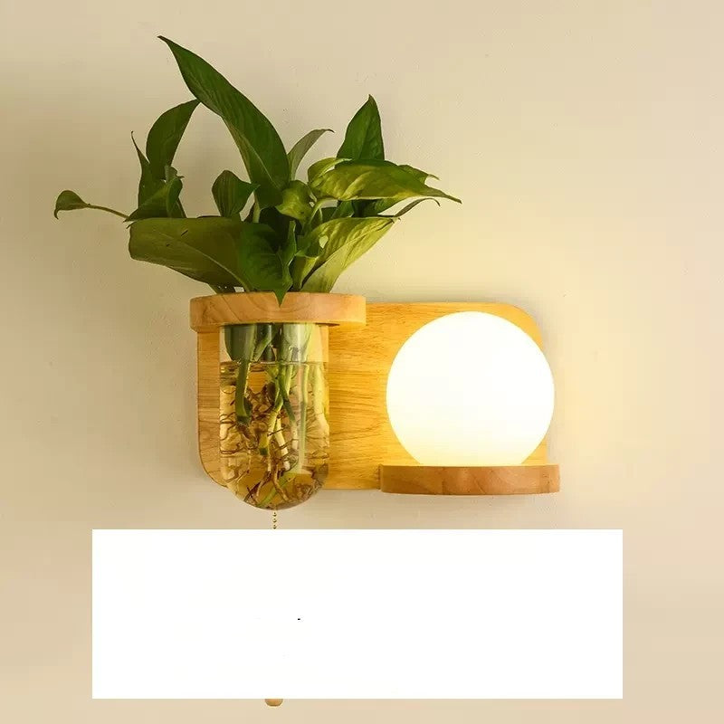Green Plant Solid Wood Corridor Decoration Bedroom Bed Creative Wall Lamp 47ca1f9d 37a3 47ab 941f 61a2db83ab0a