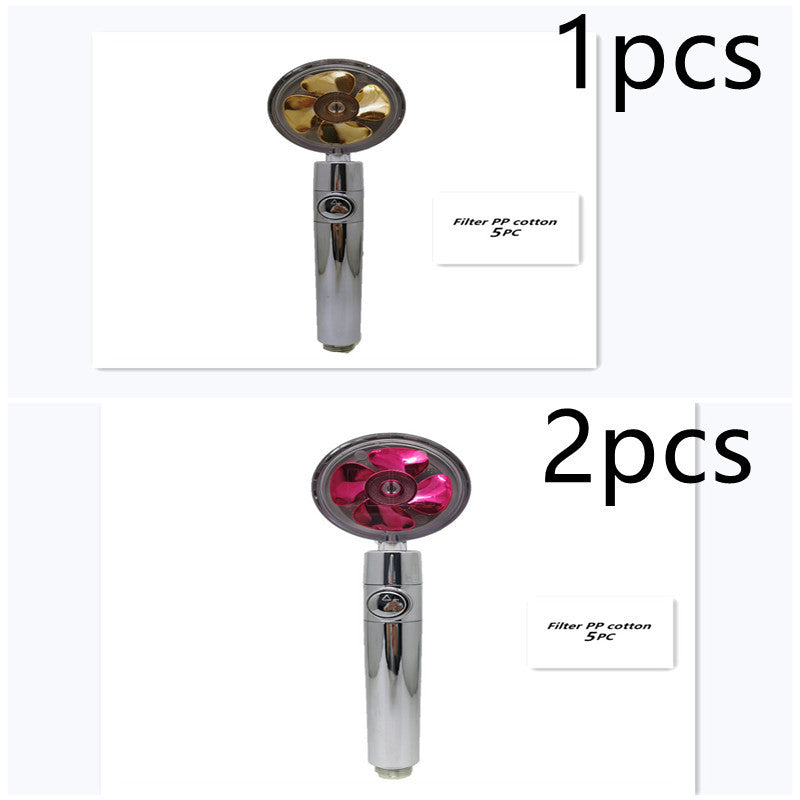 Propeller Driven Shower Head With Stop Button And Cotton Filter Turbocharged High Pressure Handheld Shower Nozzle 47cf49fa 8c