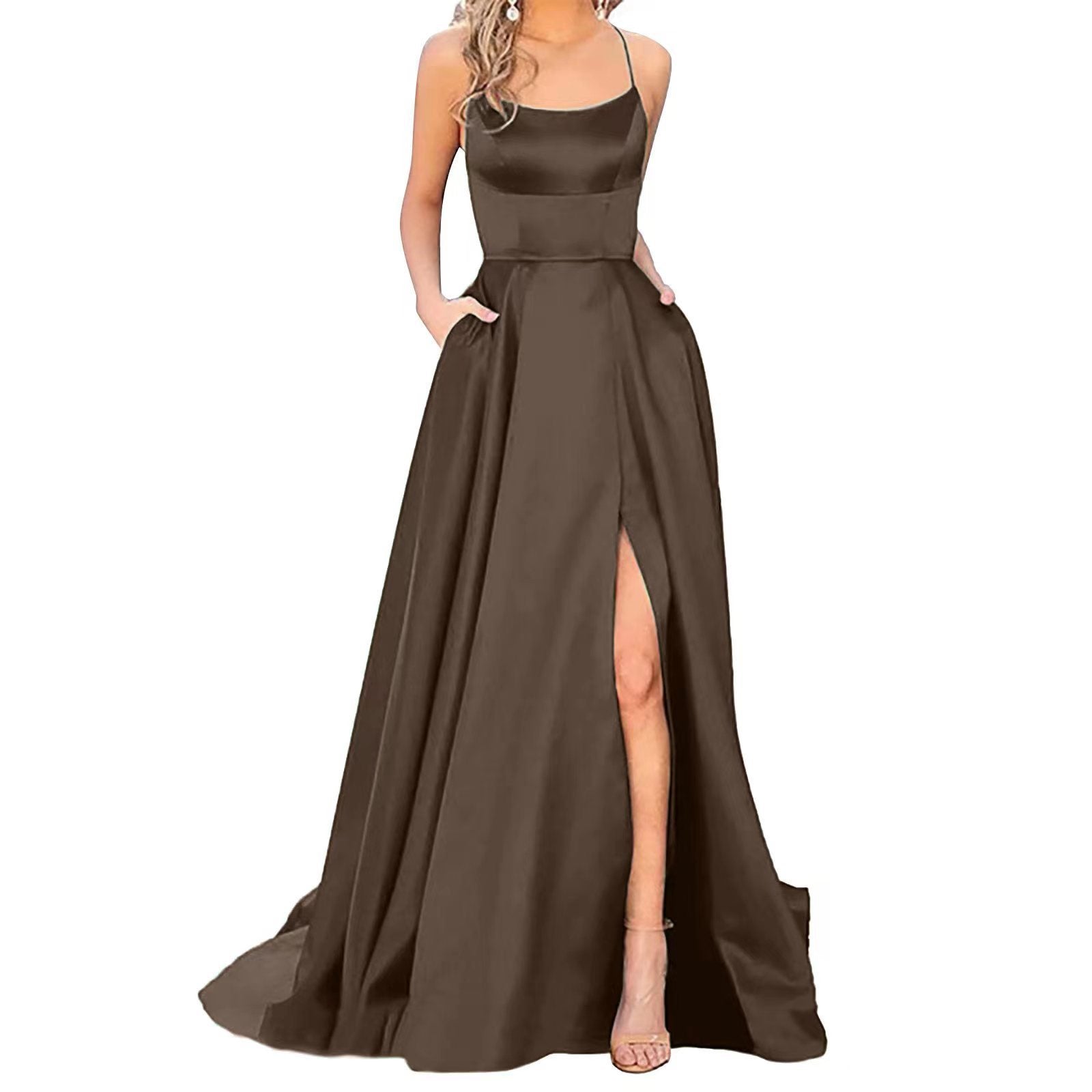 Solid Color Long Slimming And Shoulder Hollow Girlfriends Fashion Bridesmaid Party Dress 47f5b6bd abf7 4abf 92f2 d85ee9646f27