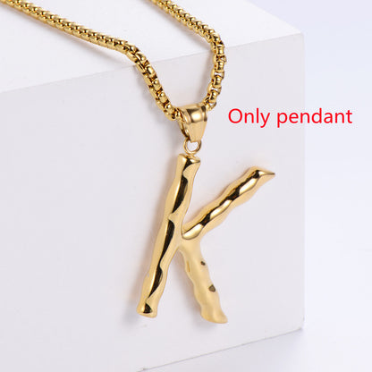 Three-dimensional 26 English Letter Pendant Necklace Fashion Jewelry Titanium Steel Couple Ornament 4815e0bc 9aaf 4f7a 956d f