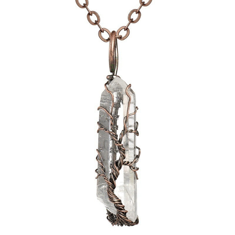 Natural white crystal color plated hexagonal pillar pendant 482440949701