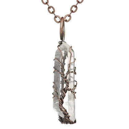 Natural white crystal color plated hexagonal pillar pendant 482440949701