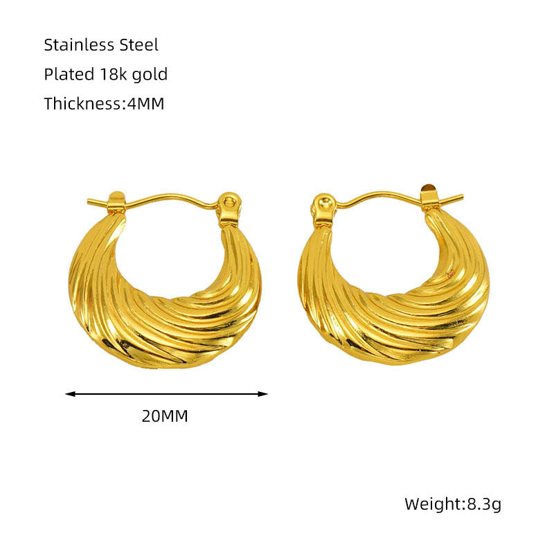 Titanium Steel Round Twist Stud Earrings High Sense 4831daee 2bfd 4e72 8a08 d69b5c8b68c2