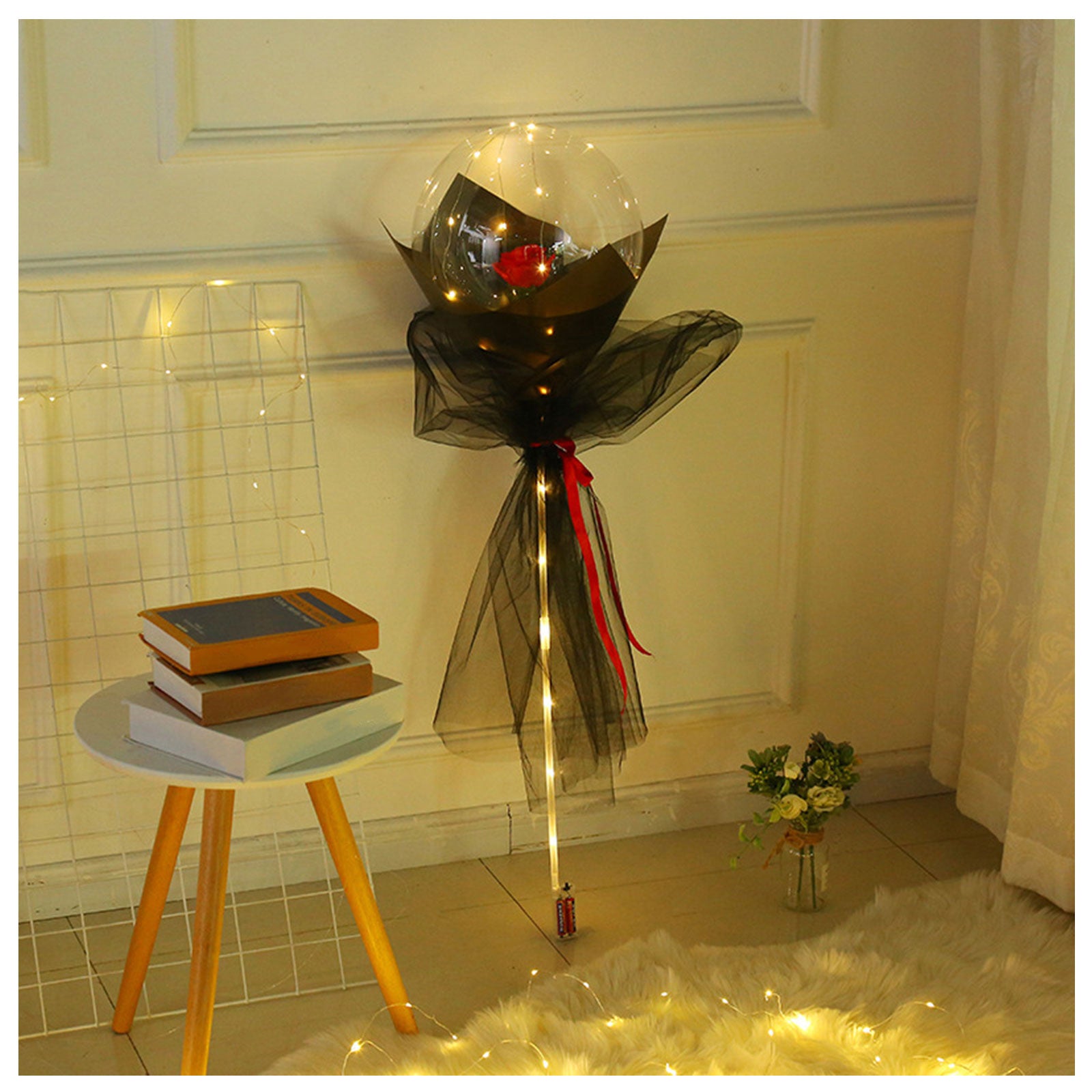 LED Luminous Balloon Rose Bouquet Transparent Bobo Ball Rose 483585781124