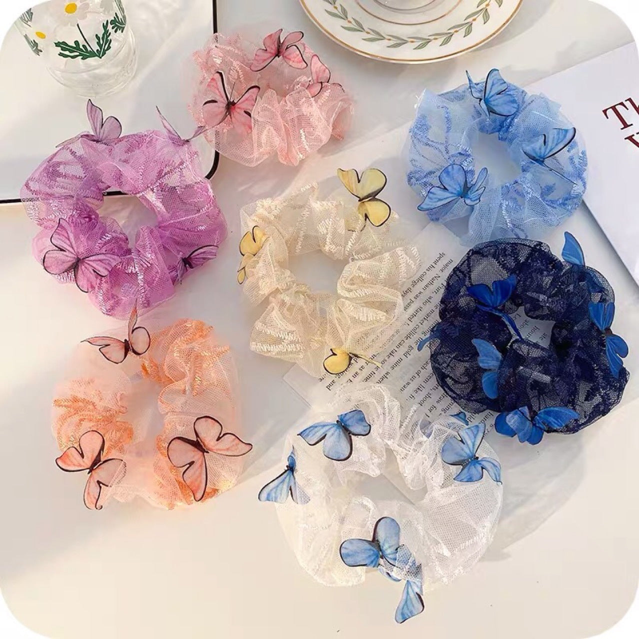 Women's Mesh Pig Intestine Ring Butterfly Hair Accessories 484fa362 3e09 44f5 9cbb 3beb004d07f4