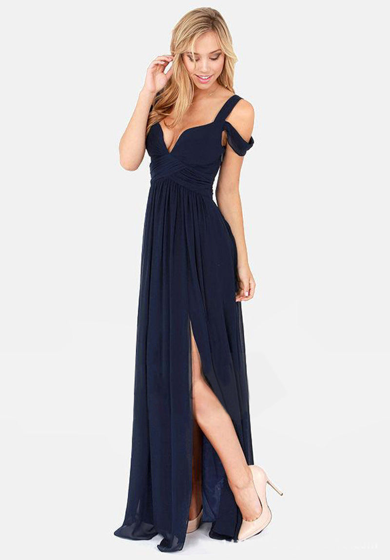 Long Floor Length Elegant Greek Style Pleated Dress 485125652078