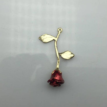 Alloy Red Rose Flower Pendant Necklace 486600704182