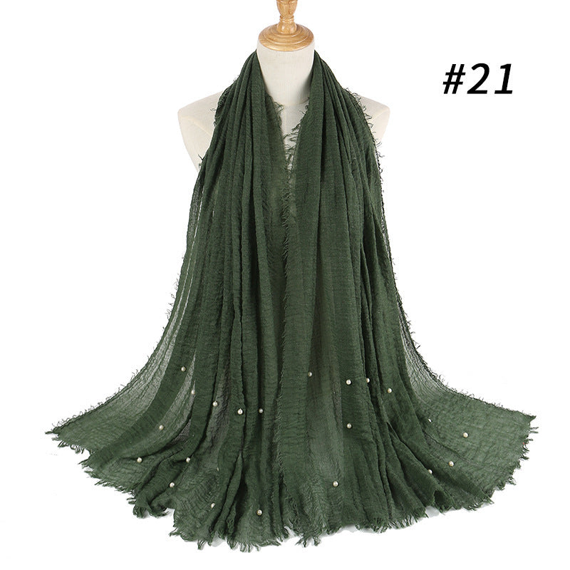 Cotton and linen crumpled monochrome scarf 4869776070586