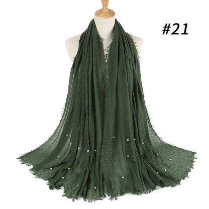 Cotton and linen crumpled monochrome scarf 4869776070586