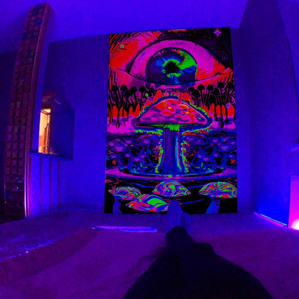 Fluorescent Tapestry UV Fluorescent Tapestry Psychedelic Mushroom Wall Hung Hippie Decorative Room Aesthetics 486c6d29 0310 4