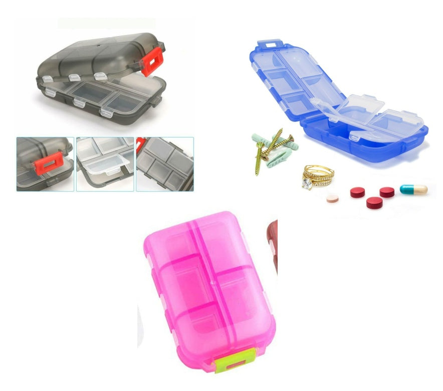 Travel Pill Organizer 10 Grid  Moisture Proof Pills Box For Pocket Purse Daily Pill Case Portable Medicine Vitamin Holder Con