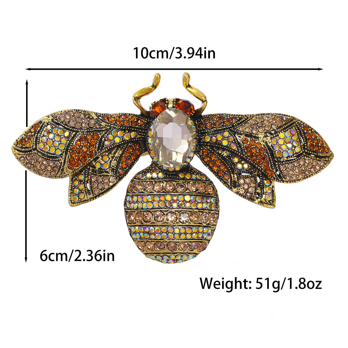 Antique Style Fully-jeweled Crystal Bee Brooch Men And Women Dopamine Retro 48aa4ba1 bb24 4bfe a67a 8345fc68f026