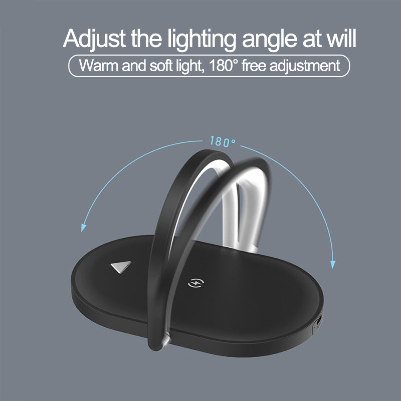 3 In 1 Foldable Wireless Charger Night Light Wireless Charging Station Stonego LED Reading Table Lamp 15W Fast Charging Light - HD Wireless Product #4