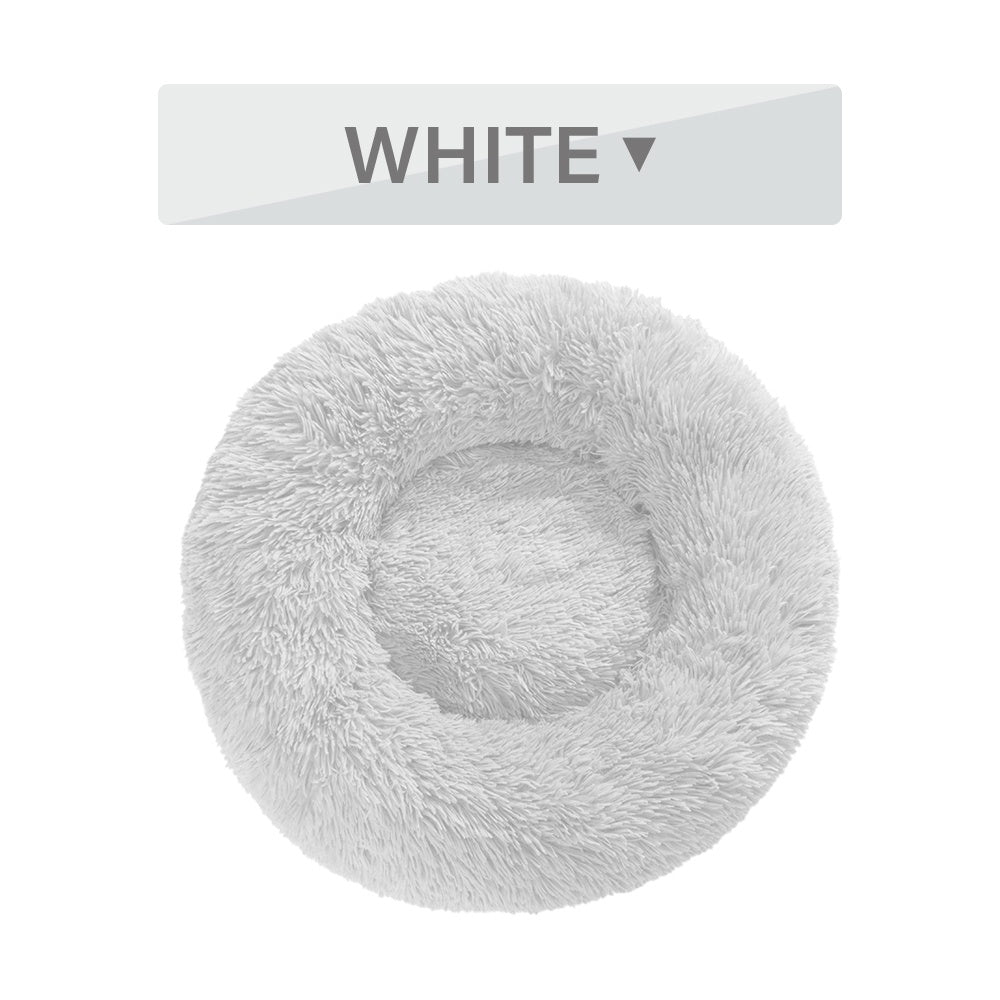 Fluffy Donut Dog Bed  Warm Soft Long Plush Pet Cushion Dog House Cat  Bed Washable Pet Sofa Mat Calming Samll Large Dog Beds 
