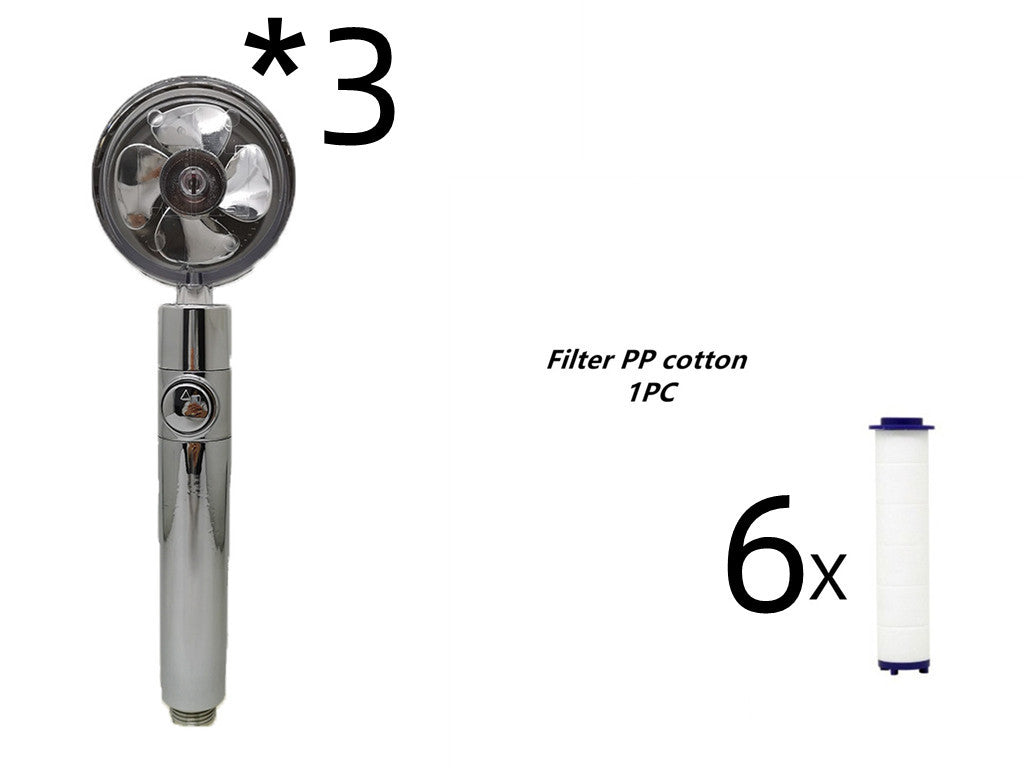 Propeller Driven Shower Head With Stop Button And Cotton Filter Turbocharged High Pressure Handheld Shower Nozzle 48d64bc1 d7