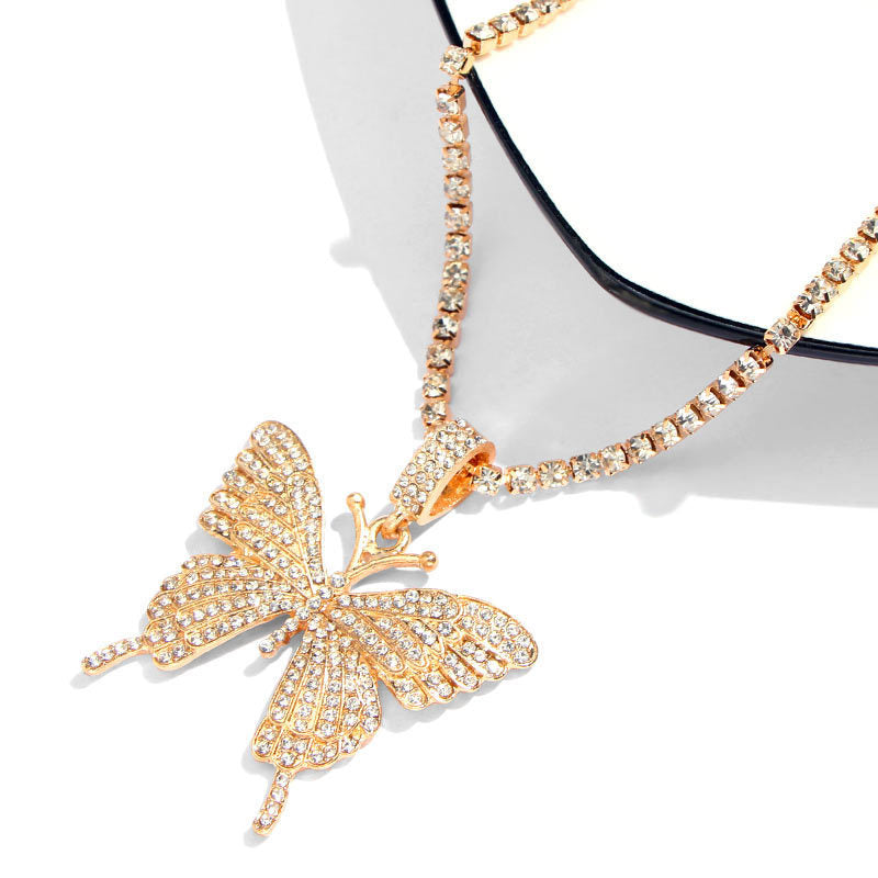 Rhinestone butterfly necklace 490567160728