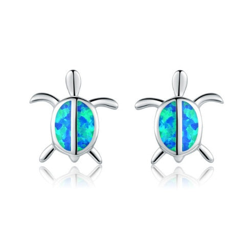 Fashion silver filled blue opal sea turtle pendant necklace for women female Animal wedding ocean beach jewelry gift 49179280