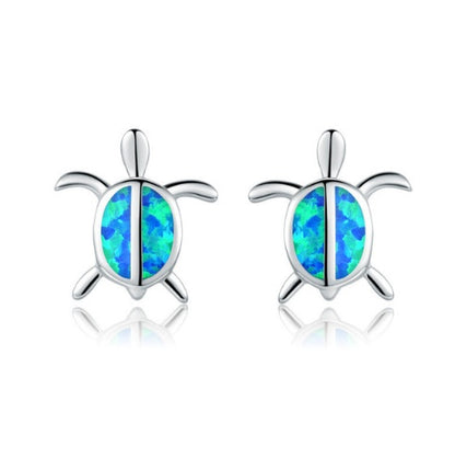 Fashion silver filled blue opal sea turtle pendant necklace for women female Animal wedding ocean beach jewelry gift 49179280
