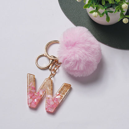Hair Ball Pendant 26 English Letters Epoxy Keychain 492682e4 25ee 47c4 804e c3d8e5684c7f