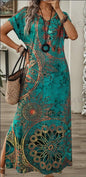 Women's Vintage Floral Print V-Neck Batwing Sleeve Casual Summer Dress Maxi Women Dresses Long Dress 4927e41a dd78 45de 9d46 