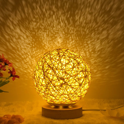 Amazon Hot Selling Creative Linen Table Lamp Novel and Unique LED Intelligent USB7 Color RGB16 Color Remote Control Rattan Ba