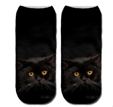 Popular Funny Unisex Short Socks 3D Cat Printed Anklet Socks Casual Socks 4938890221365