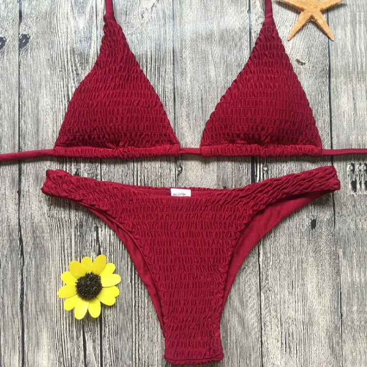 Swimsuit sexy pleated triangle bikini 4939866149830