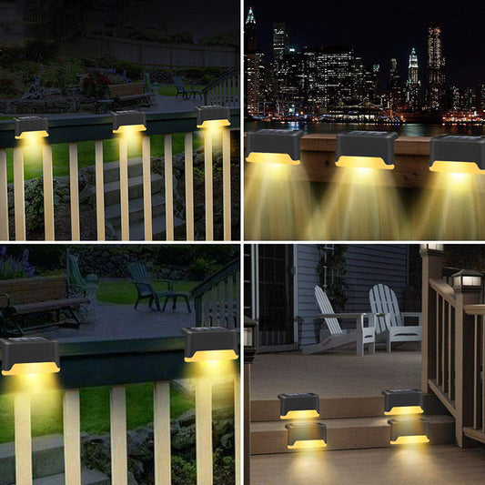 New Upgrade Waterproof LED Solar Fence Lamp Solar Deck Lights Solar Step Light Outdoor For Patio Stairs Garden Pathway Step Y